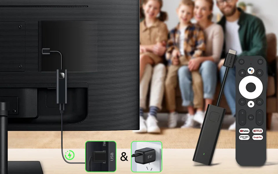 UBISHENG GD1 Google certified Android 11 4K BT Voice Remote S905Y4 AV1 2GB RAM 16GB ROM 5G WiFi Smart Android TV Box TV Stick