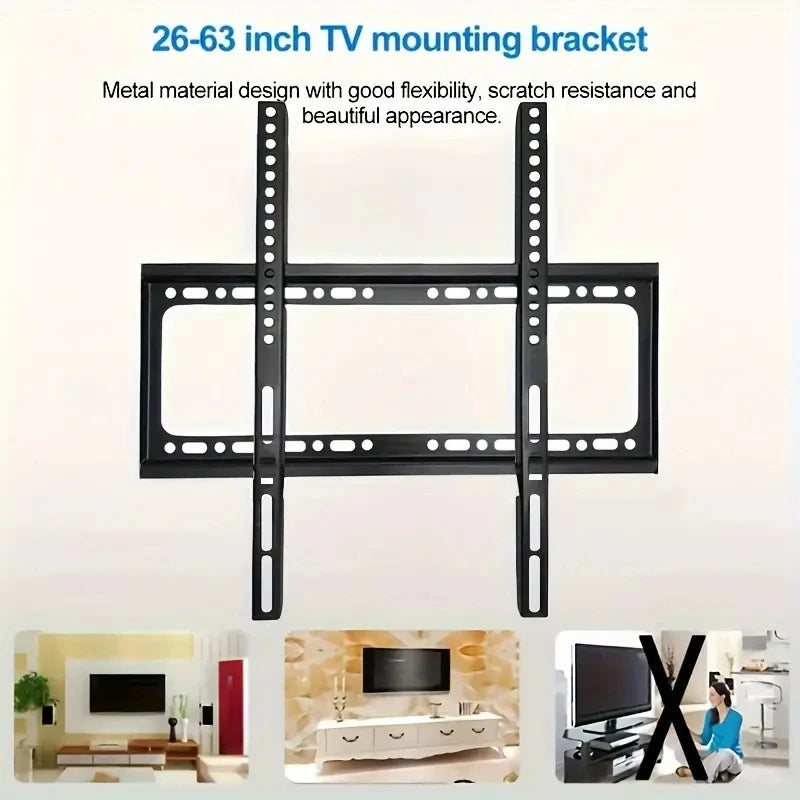 Fixed TV Wall Mount Bracket for 26-65 Inch Screens, Metal, VESA Mount 400x400mm,Load-Bearing 50Kg/110lb Secure Mounting for Home