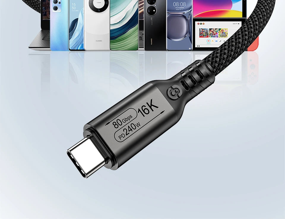UGOURD 80Gbps Thunderbolt 5 Cable Certified Chip USB-C Thunderbolt5 2m 0.3m 120Gbps 240W 16K for MacBook M.2 Hard Drive USB4-V2