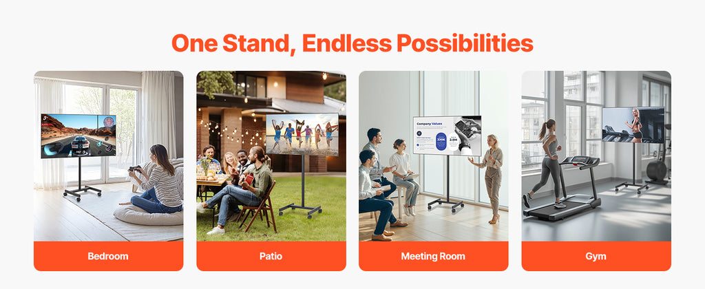 VEVOR Rolling TV Stand Mobile TV Cart Suit for Various Sizes TV Portable TV Stand with Wheels for Living Room Bedroom Office
